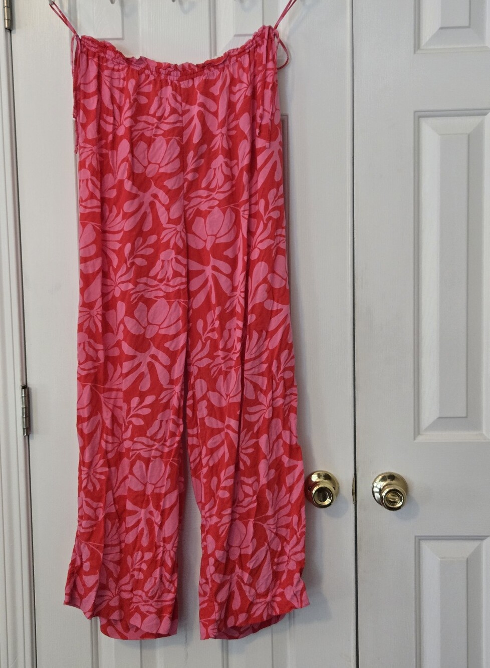 Shade & Shore Coral Pink Ruffle High Waist Cover Up Pants Faux Ties Size L
